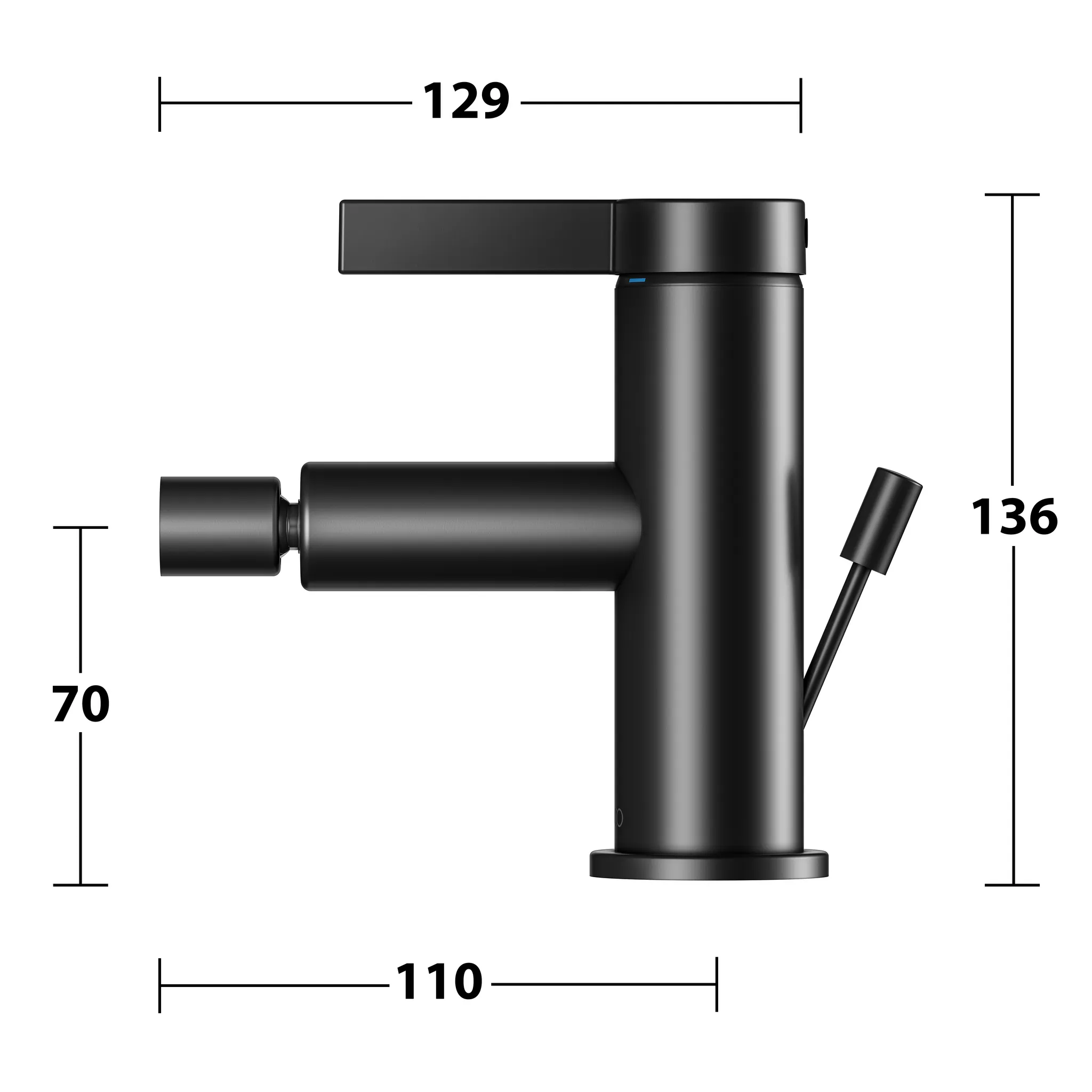IXMO 59509371000 Einhebel-Bidetmischer mit Zugstangen-Ablaufgarnitur IXMO Pure, Rosette rund/eckig schwarz