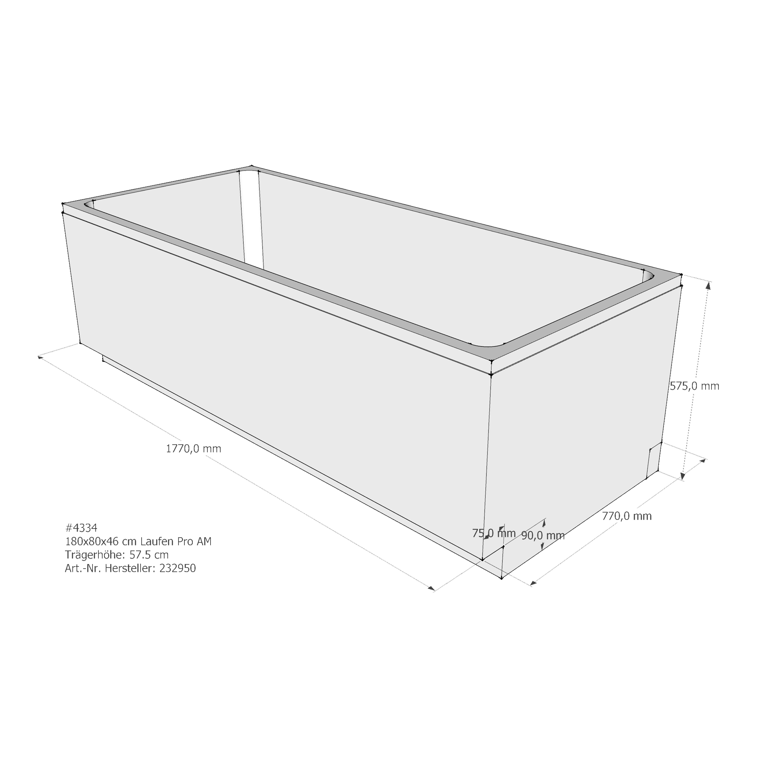 Badewannenträger für Laufen Pro 180 × 80 × 46 cm