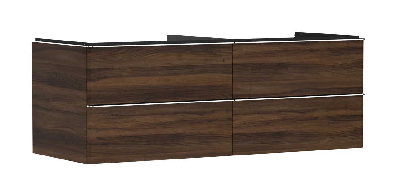 Hansgrohe Xelu Q Waschtischunterschrank Nussbaum Dunkel, 1360x540 mm, 4 Schubkästen mit Vollauszug und SoftClose, verchromte Griffe Hansgrohe Xelu Q Waschtischunterschrank Nussbaum Dunkel, 1360x540 mm, 4 Schubkästen mit Vollauszug und SoftClose, verchromte Griffe