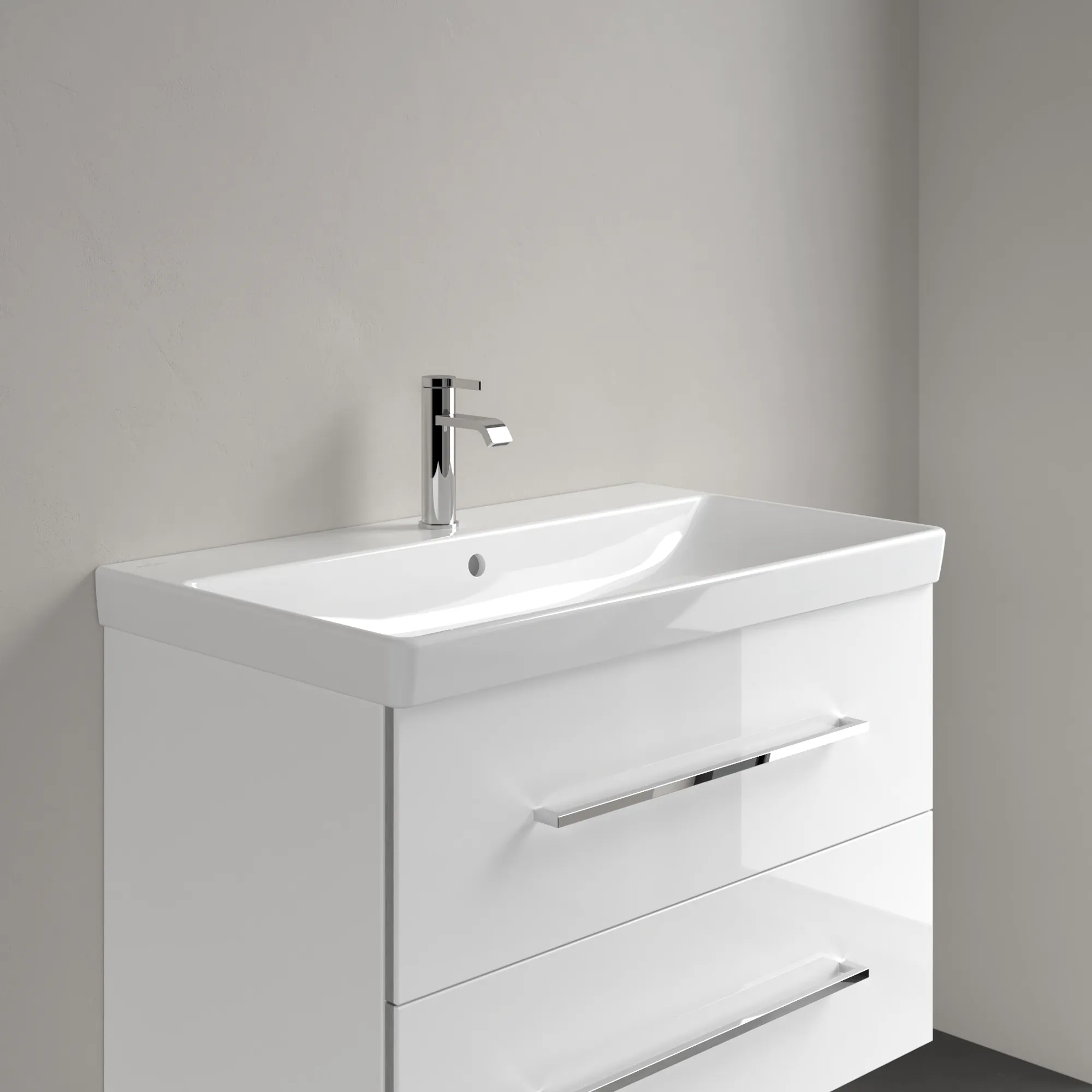Villeroy & Boch Wandwaschtisch „Avento“ 800 × 470 × 165 mm, für Becken mittig, Hahnlochposition mittig, mit Hahnlochbohrung in Weiß Alpin