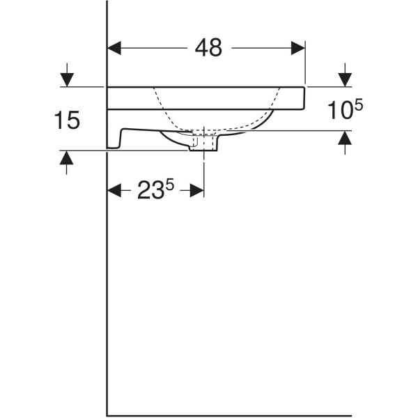 Wandwaschtisch „iCon Light“, links und rechts, rechteckig 120 × 48 cm in weiß alpin mit KeraTect®