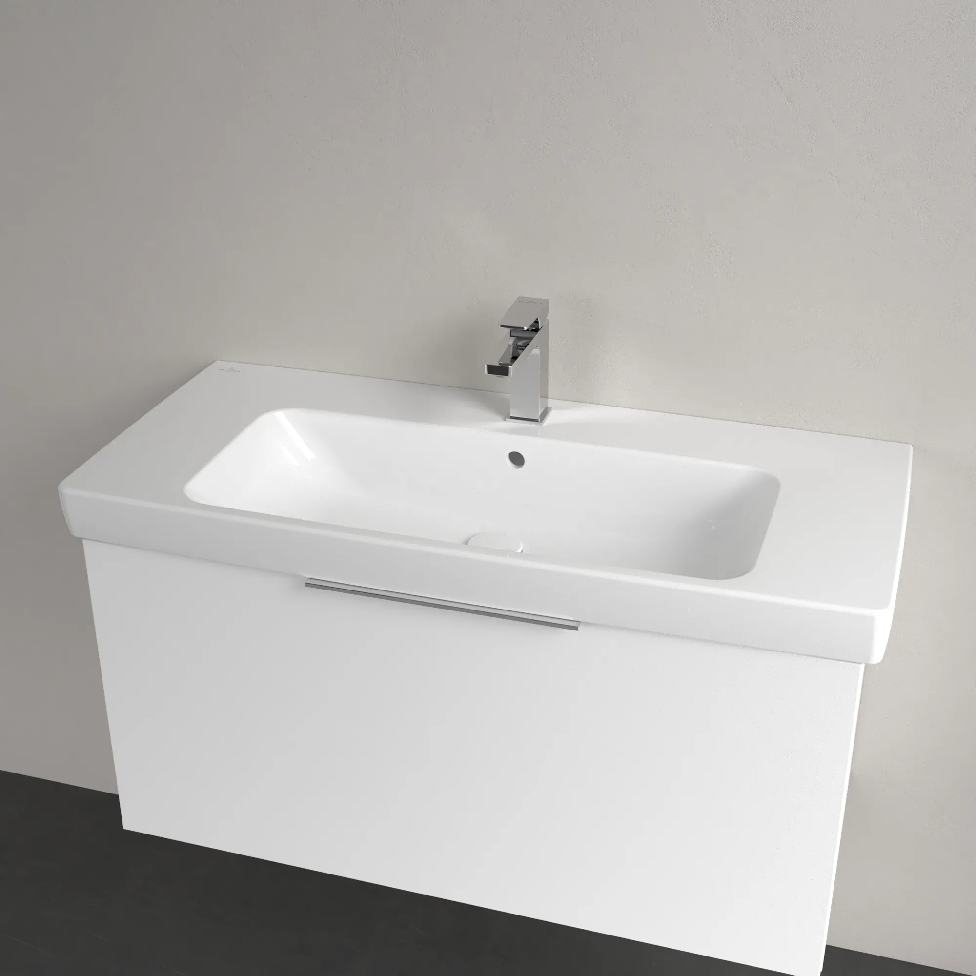 Villeroy & Boch Waschbecken „Architectura“ 1000 × 460 × 165 mm, ohne Hahnlochbohrung, für Becken mittig in Weiß Alpin Villeroy & Boch Waschbecken „Architectura“ 1000 × 460 × 165 mm, ohne Hahnlochbohrung, für Becken mittig in Weiß Alpin