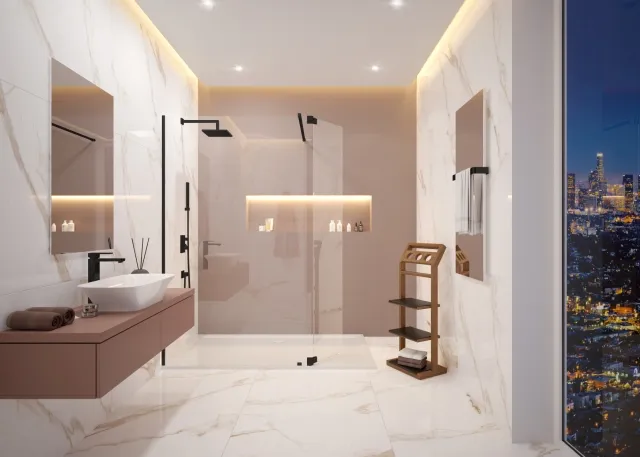 Hoesch Lumia+ Duschkabinen-Dampf, Glaswand 1990x370mm, schwarz Hoesch Lumia+ Duschkabinen-Dampf, Glaswand 1990x370mm, schwarz