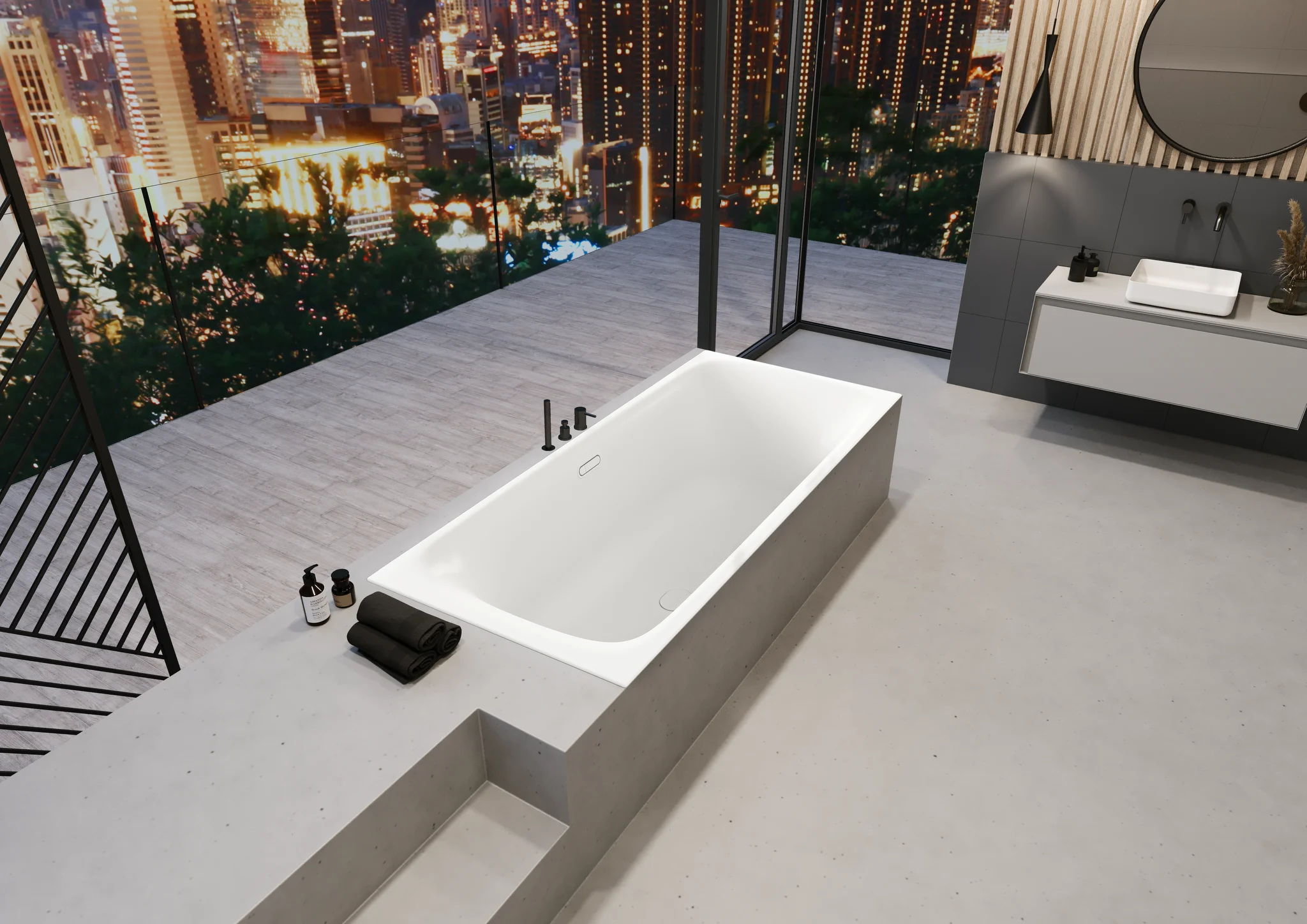 Kaldewei NUIO DUO Badewanne, 1700x800 mm, alpinweiß matt, flacher Rand, mit Schallschutz