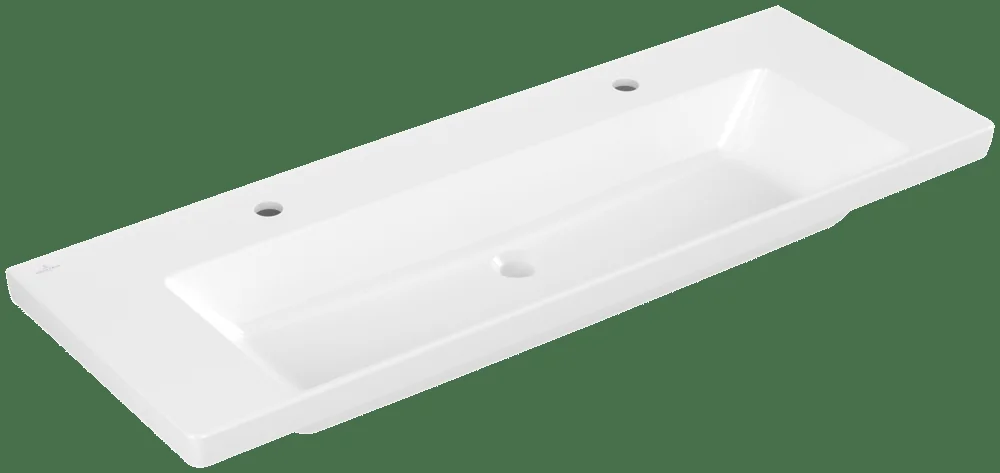 Villeroy & Boch Schrankwaschtisch Subway 3.0 4A70D1, 1300 x 475 mm, Rechteck, 2HL., ohne Überlauf, Weiß Alpin