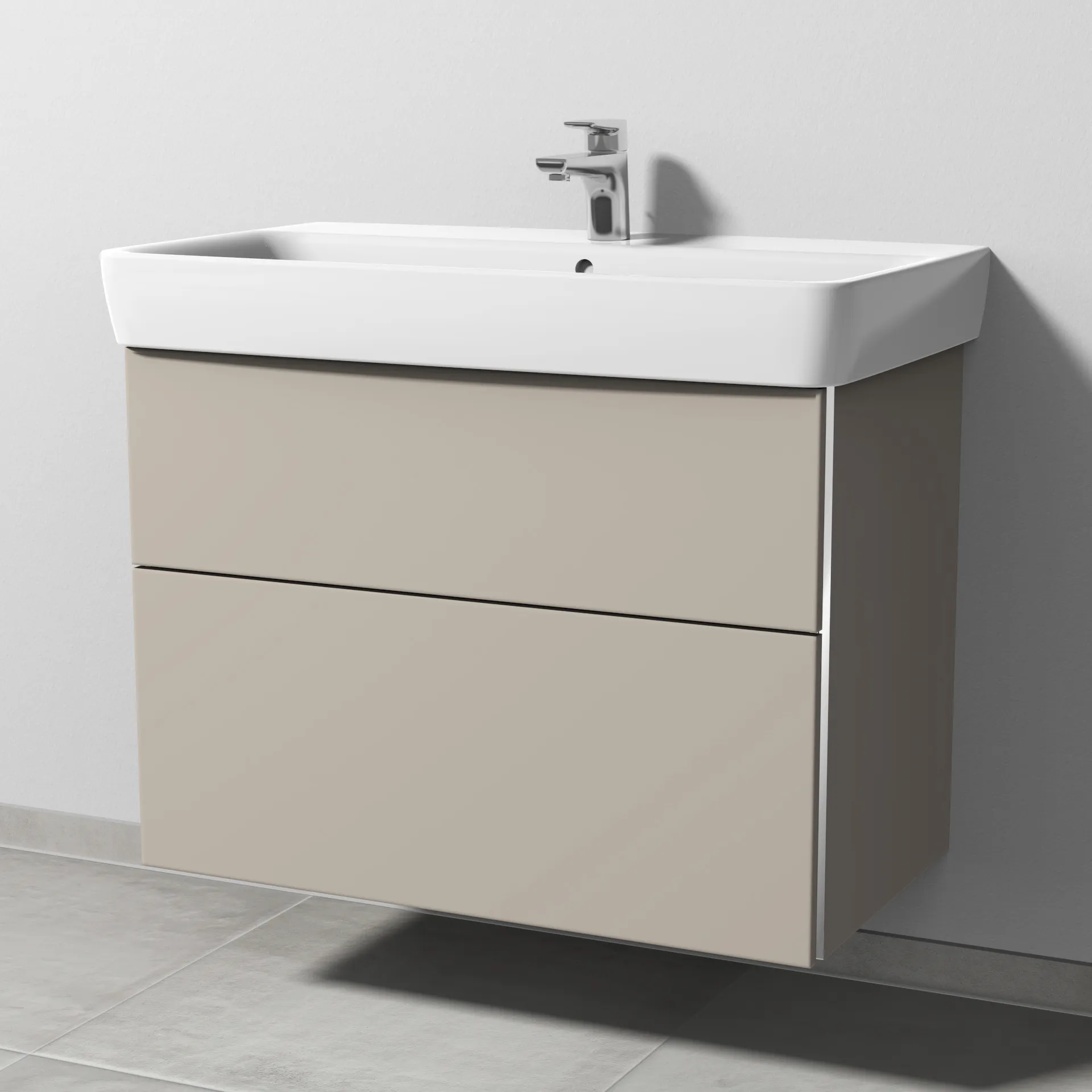 Sanipa Waschtischunterschrank „3way“ 790 × 588 × 407 mm in Kaschmir (matt), Becken mittig Sanipa Waschtischunterschrank „3way“ 790 × 588 × 407 mm in Kaschmir (matt), Becken mittig