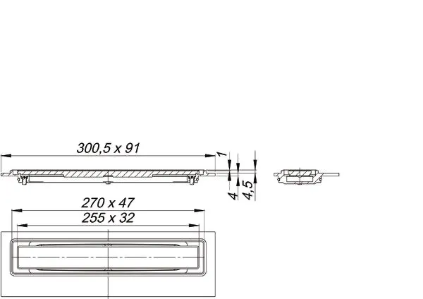 Duschrinne CeraFrame Liquid, 270 x 47 mm