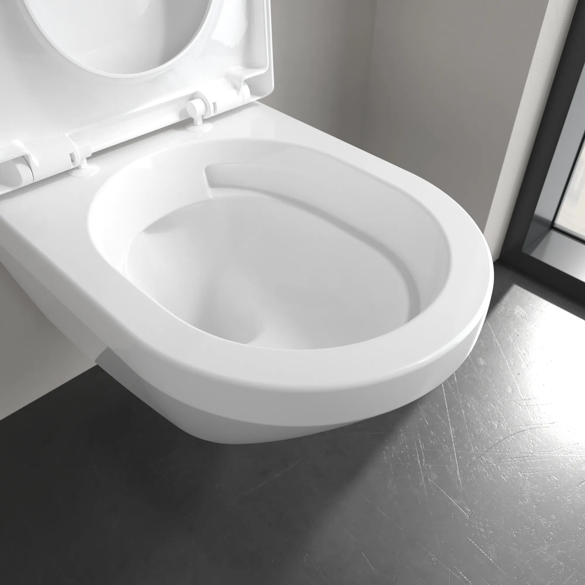 Villeroy & Boch Architectura Tiefspül-WC spülrandlos, Rund, Weiß Alpin CeramicPlus, 370x530 mm, Höhe 355 mm, wandhängend