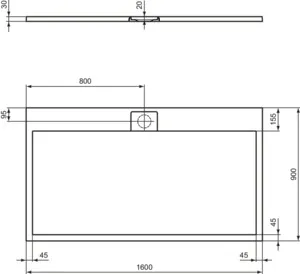 Ideal Standard Duschwanne „UltraFlatSi.life“ 90 × 160 cm in Carraraweiß