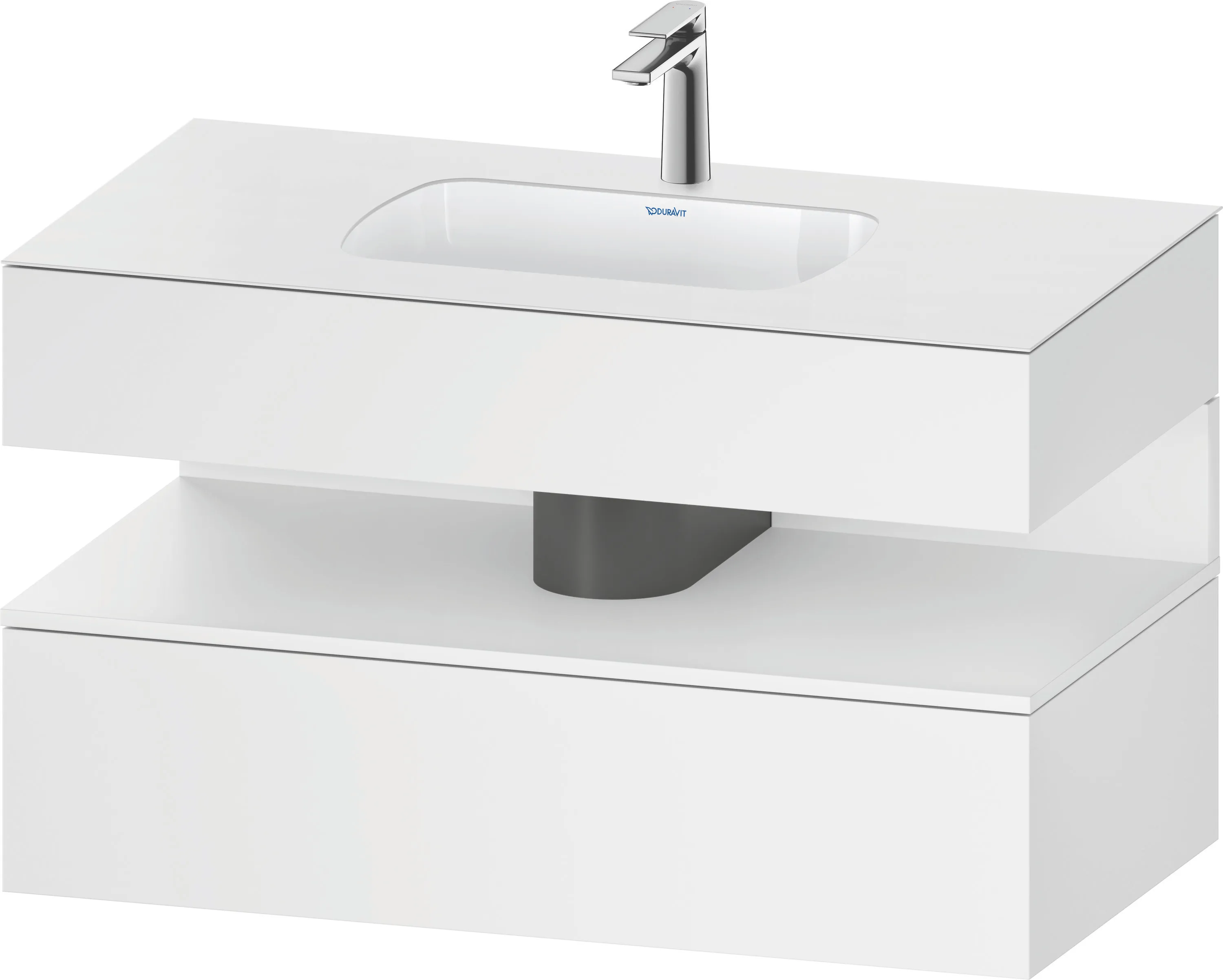 Einbauwaschtisch mit Konsolenwaschtischunterbau „Qatego“ 100 × 55 × 60 cm, ohne Beleuchtung