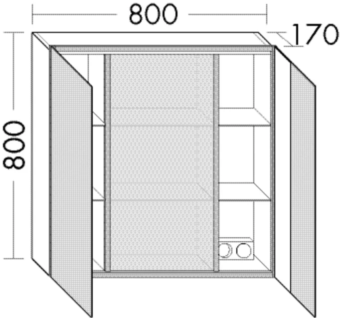 Spiegelschrank RL30 von burgbad – 800 x 800 mm, 170 mm tief, beidseitig verspiegelt mit indirekter LED-Beleuchtung, 4000 K, Korpus innen weiß/anthrazitgrau