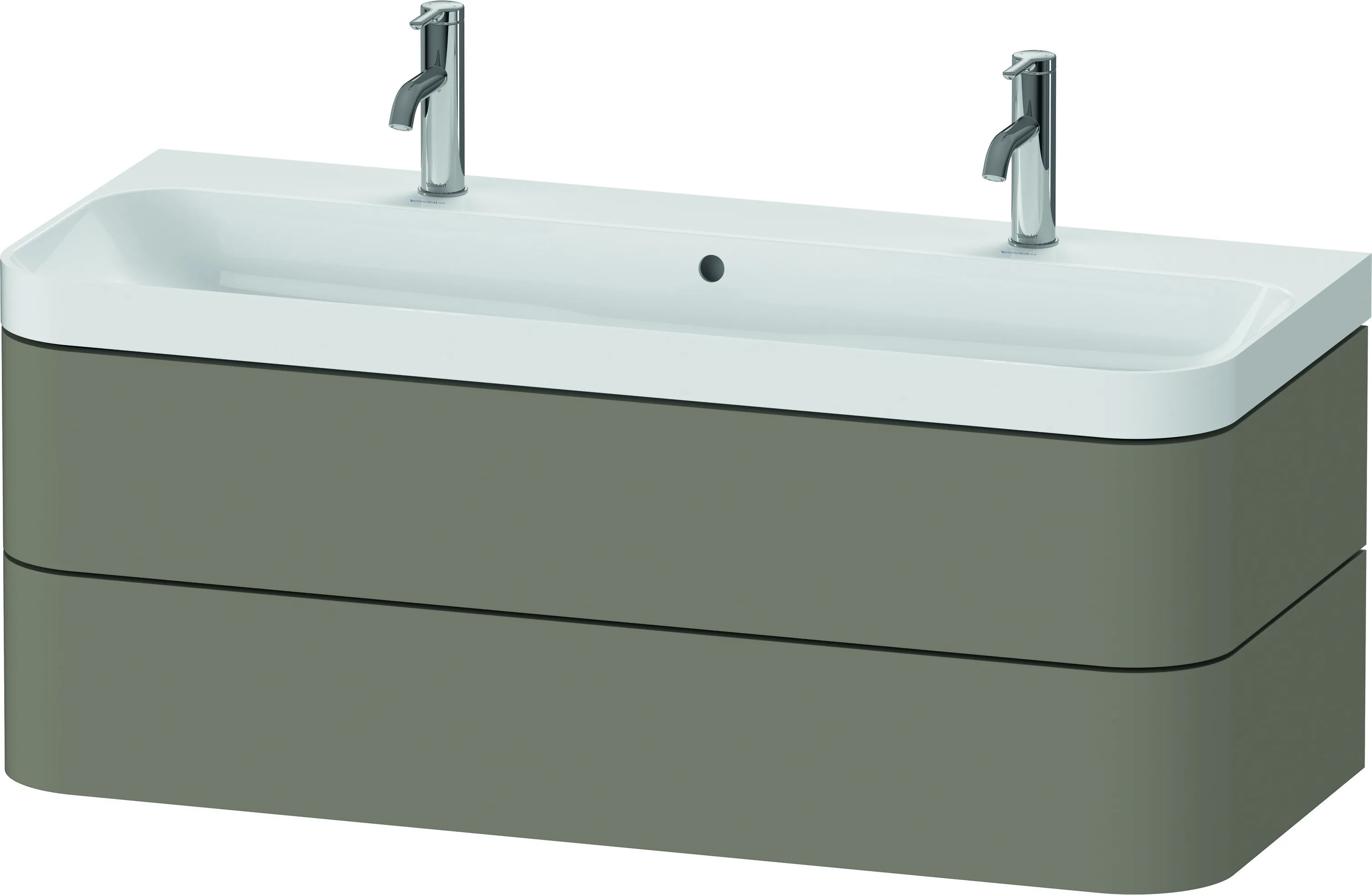 Duravit Waschtischunterschrank c-shaped Set wandhängend „Happy D.2 Plus“ 117,5 × 48 × 49 cm Steingrau Seidenmatt