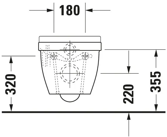 Wand-Tiefspül-WC Compact „Starck 3“ 37,5 × 37,5 × 48,5 cm, Befestigung verdeckt, mit Spülrand