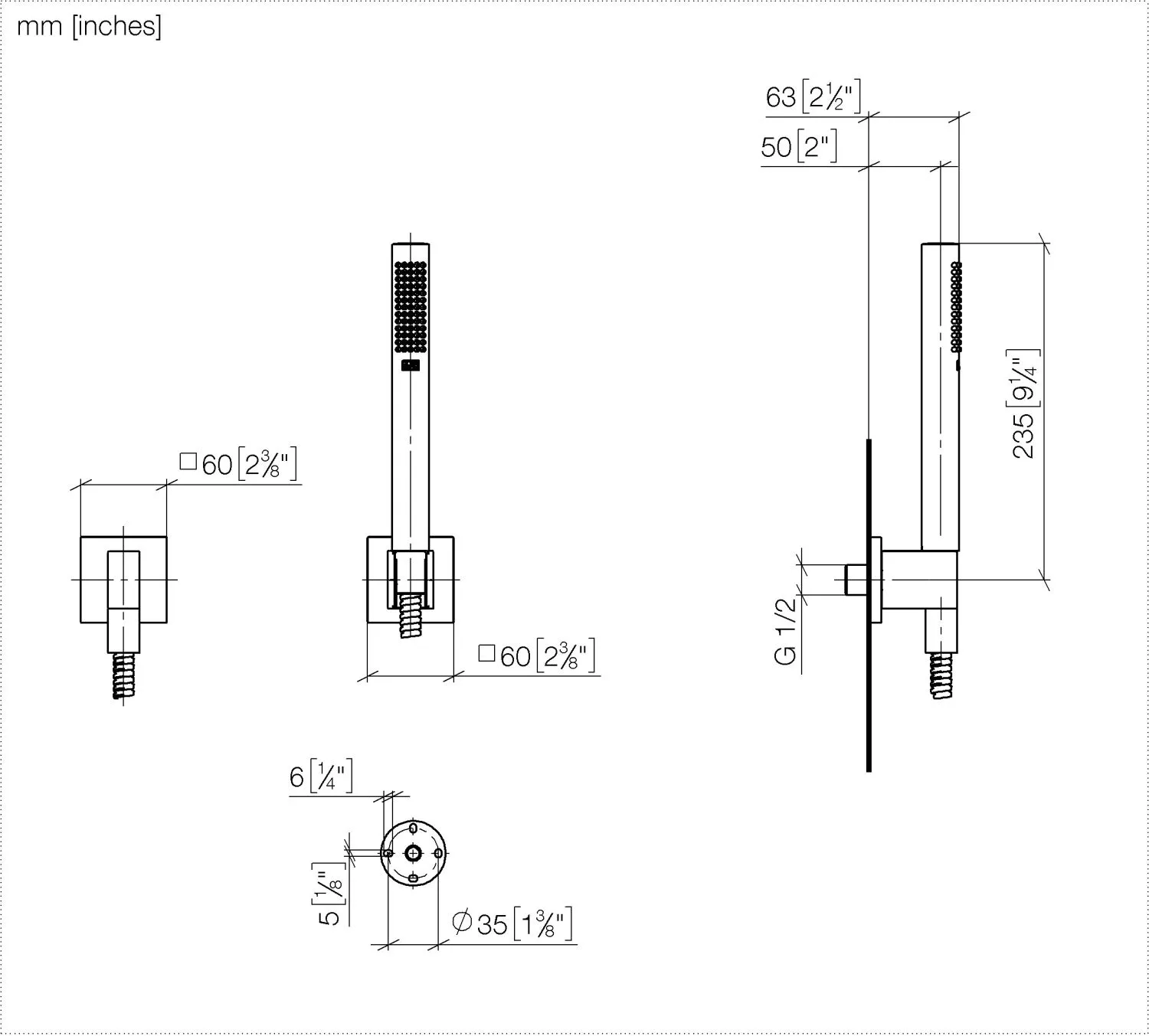 Dornbracht Schlauchbrausegarnitur SERIENSPEZIFISCH Chrom, Durchfluss max. 15 l/min, Funktion ab 5 l/min, Antikalk-System, Metallbrauseschlauch 1250 mm mit Verdrehschutz