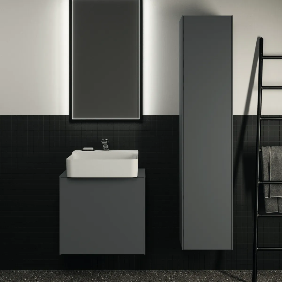 Ideal Standard Hochschrank Conca, 1 Tür, Anthrazit