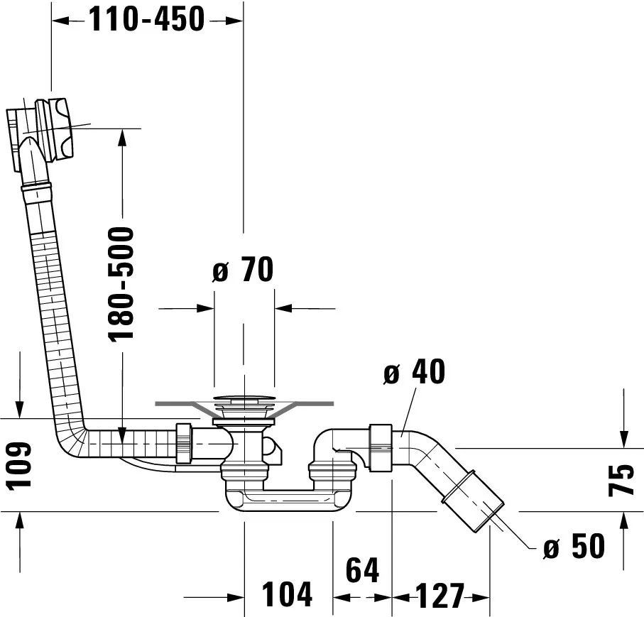 Duravit Ab- und Überlaufgarnitur für Badewannen Modell 791287 Duravit Ab- und Überlaufgarnitur für Badewannen Modell 791287