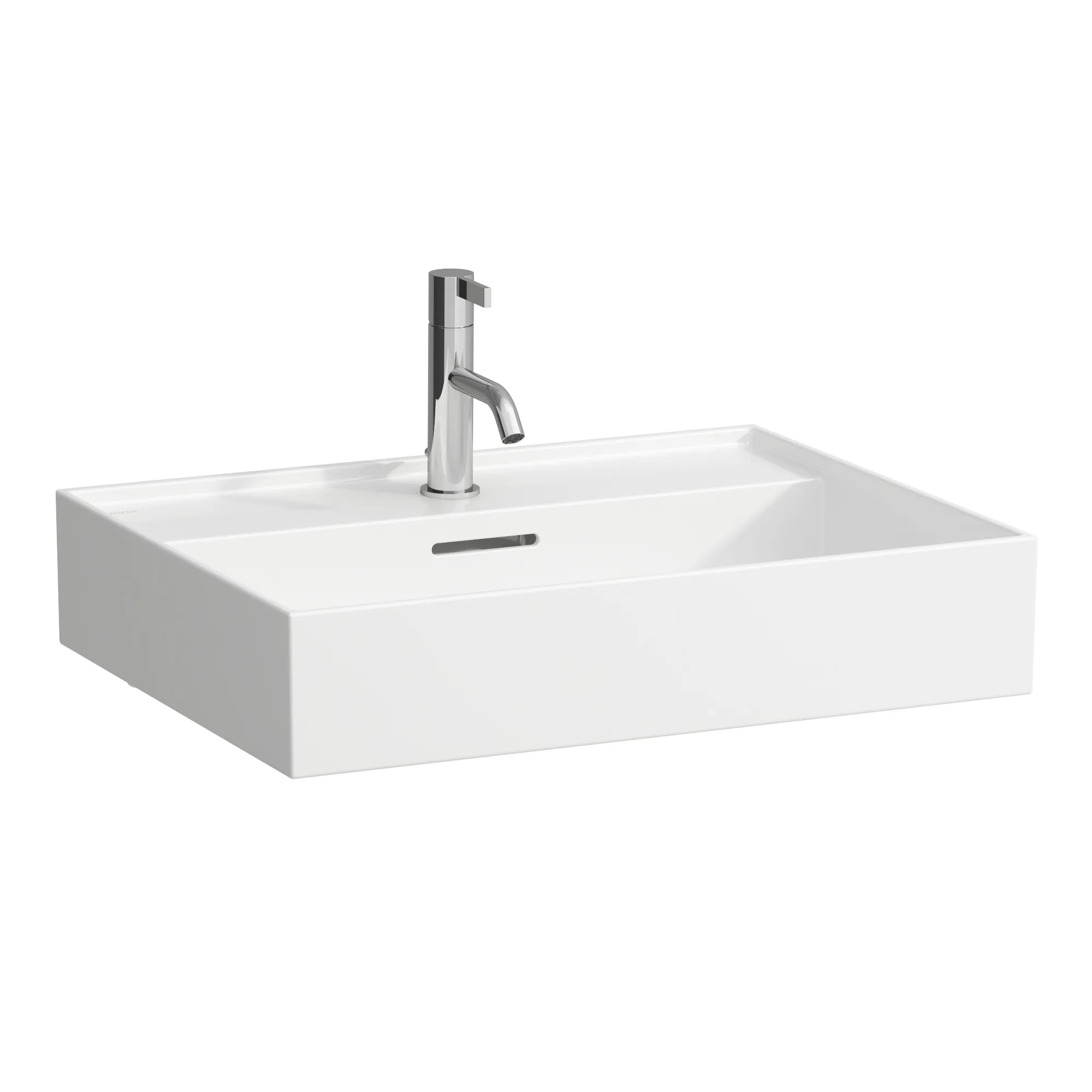 Waschtisch Kartell • 460x600x145 1 Hahnloch mit Überlauf weiß Becken: mittig / Farbe: weiß / Größe: 60 × 46 cm / Hahnlochbohrung: mit 1×1 Hahnlochbohrung / Oberflächenveredelung: ohne Oberflächenveredelung / Überlauf: mit Überlauf