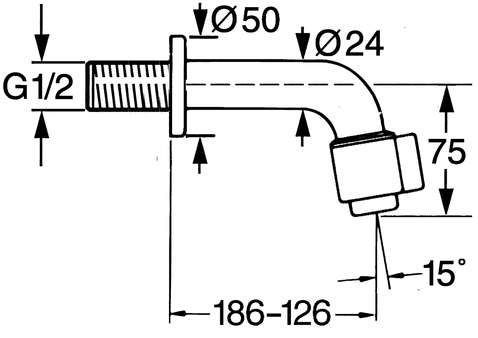 HansaNOVA Einhebelmischer Waschtischbatterie 0096, Ausladung 186 mm DN15, Chrom