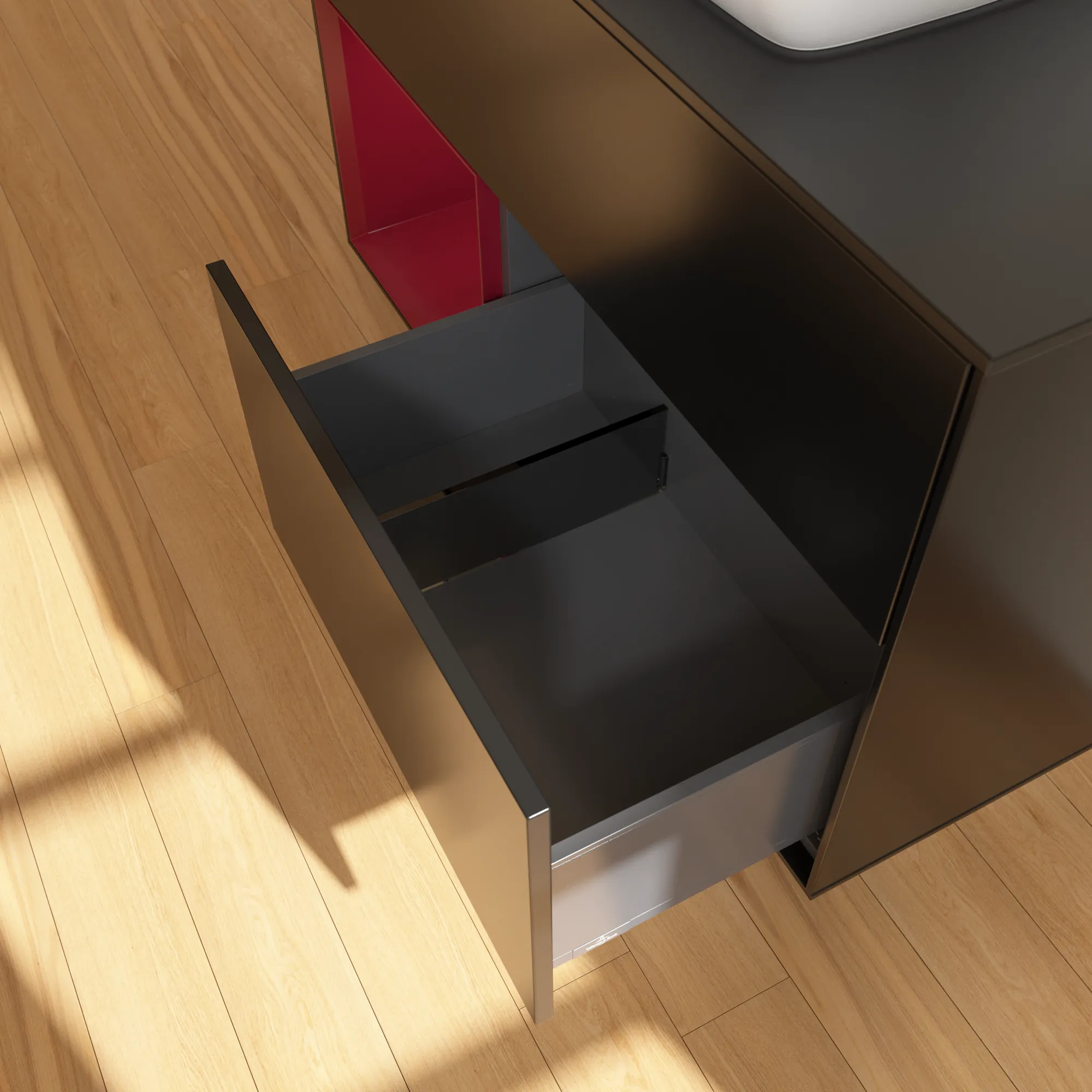 Villeroy & Boch Waschbeckenunterschrank Finion F77, 1000x603x501 mm, Black Matt Lacquer, mit Beleuchtung und Push-to-open Funktion