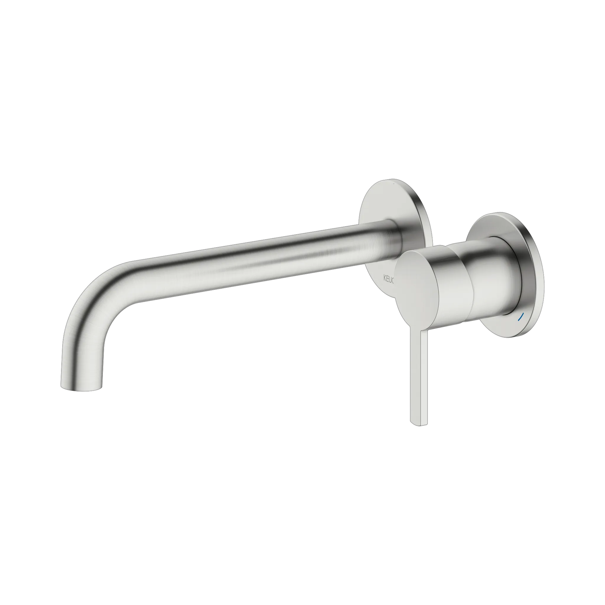 KEUCO PLAN BLUE Einhebel-Waschtischmischer Unterputz 2 Loch für Wandmontage Ausladung 225 mm Edelstahl