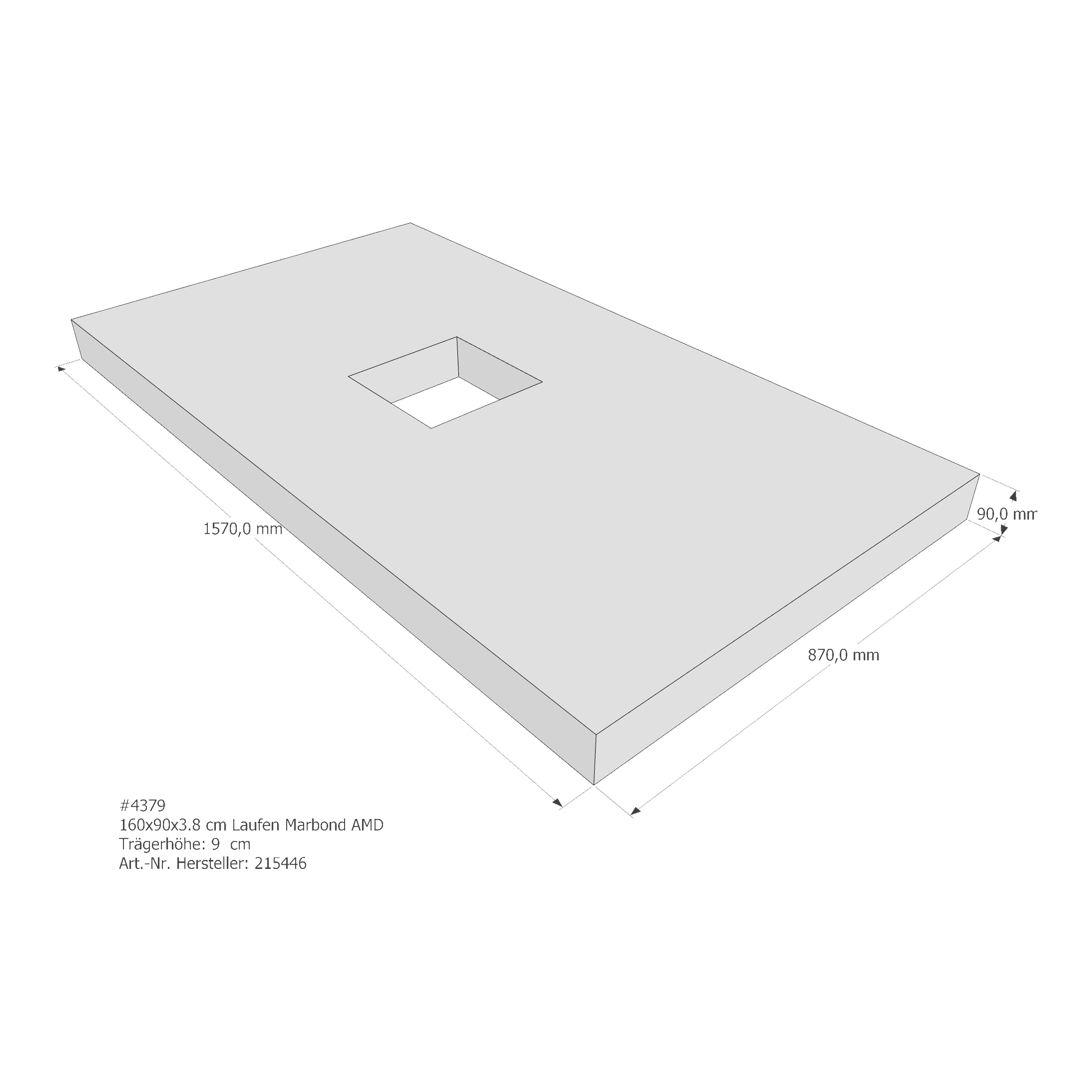 Duschwannenträger für Laufen Solutions 160 × 90 × 3,8 cm