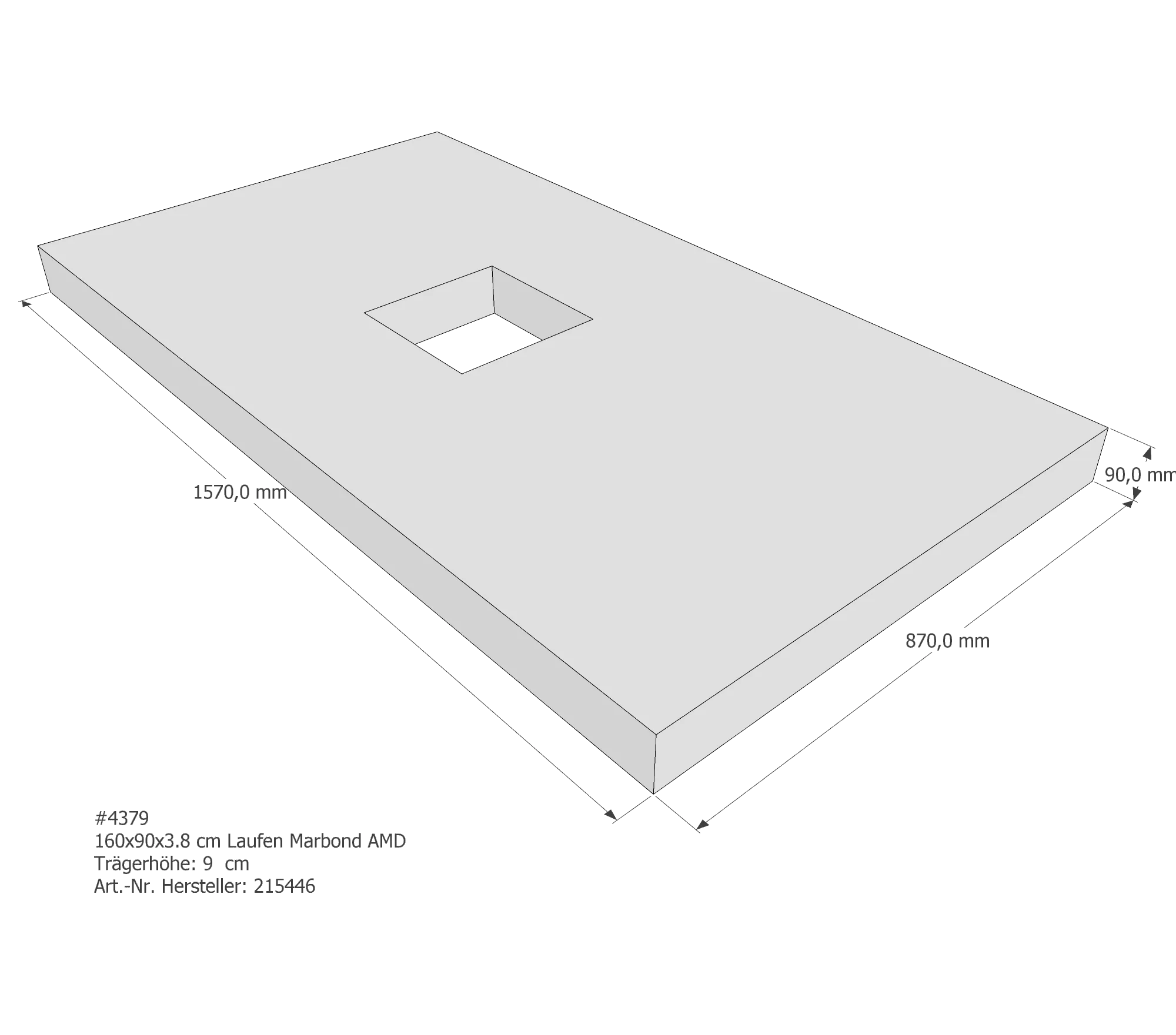 Duschwannenträger passend für Laufen Marbond 160 × 90 × 3,8 cm