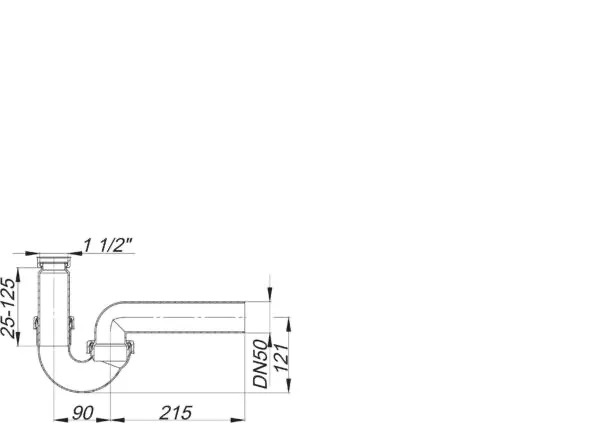 Röhren-Siphon 100/0, 1 1/2″ x DN 50