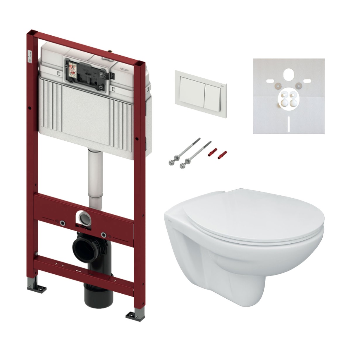 Set Tiefspül-WC mit Element TeceBase und Betätigungsplatte inklusive WC-Sitz Ausladung 540 mm