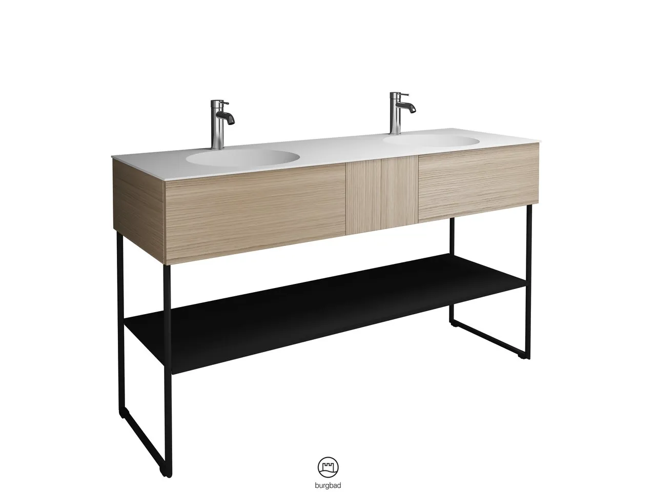 burgbad Coco HGL Mineralguss-Waschtisch inkl. Waschtischunterschrank, 505x1506x870mm burgbad Coco HGL Mineralguss-Waschtisch inkl. Waschtischunterschrank, 505x1506x870mm