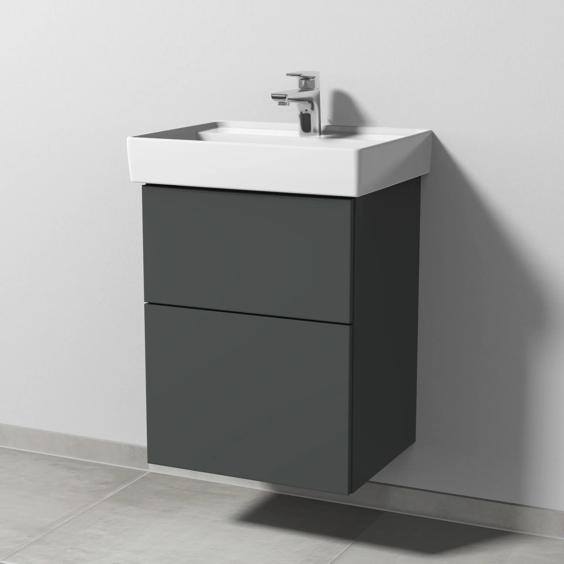Sanipa Waschtischunterschrank „3way“ passend zu Keramik-Waschtische Collaro von Villeroy &Boch 450 × 588 × 377 mm in Anthrazit (matt)
