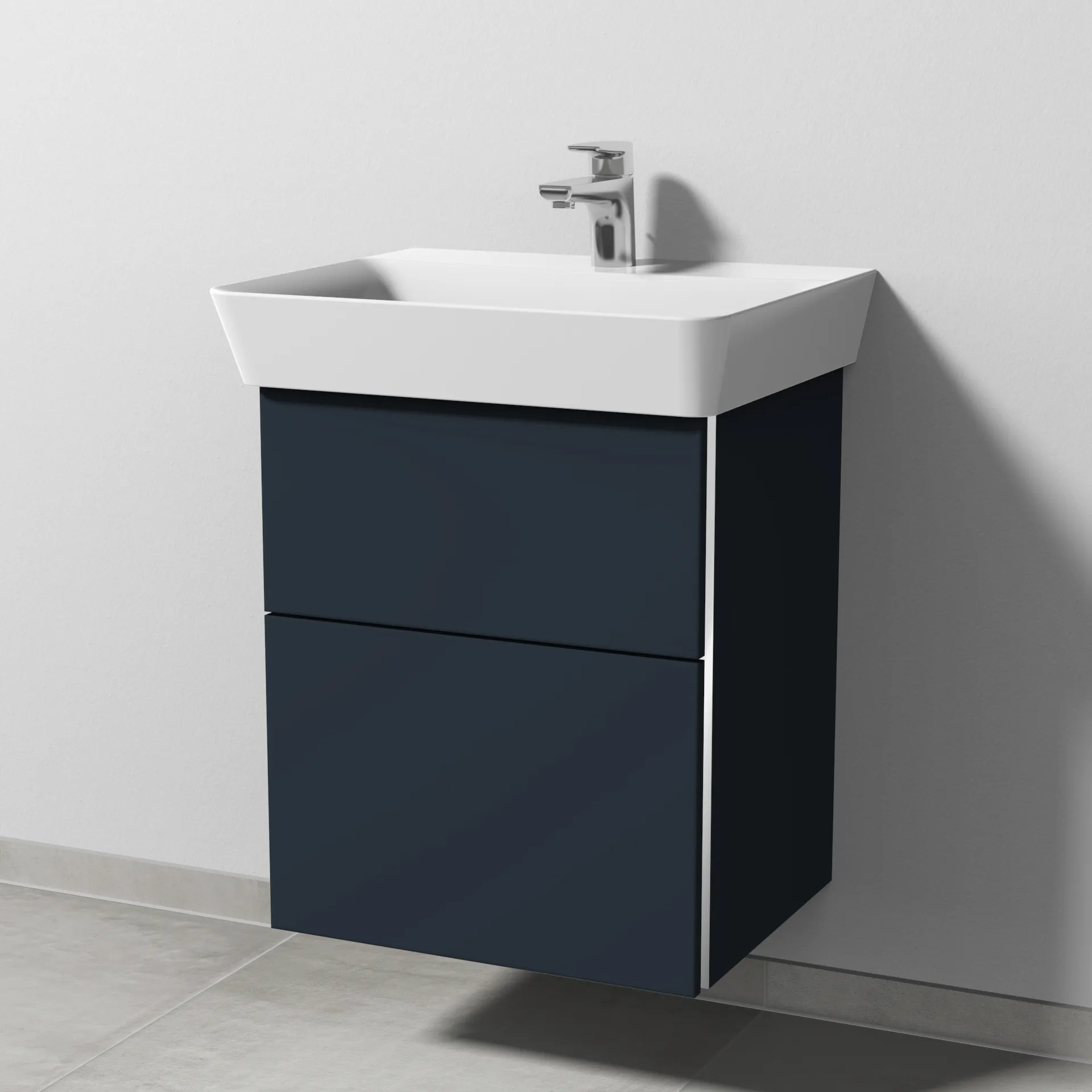 Sanipa Waschtischunterschrank „3way“ passend zu Keramik-Waschtische Connect Air Cube von Ideal Standard 480 × 582 × 402 mm in Marine (matt)