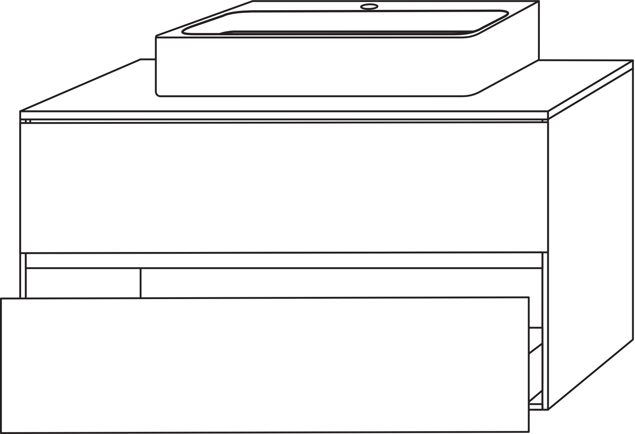 Sanipa Waschtischunterschrank „Solo One“ 1000 × 561 × 520 mm in Eiche Kansas