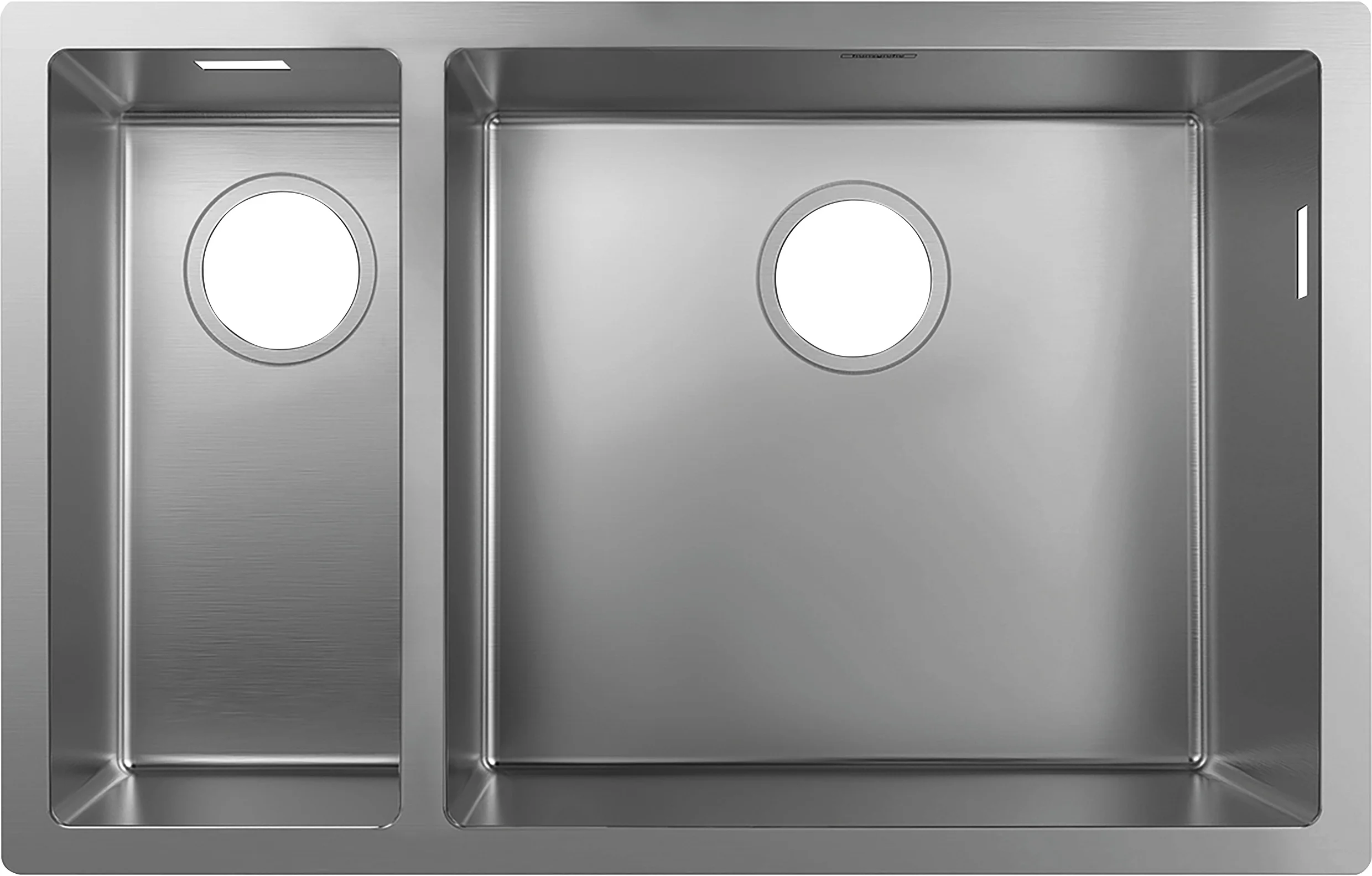 Hansgrohe S71 Unterbauspüle Edelstahl, 180x450 mm, 1 Hauptbecken + 1 Zusatzbecken, flach aufliegend oder flächenbündig