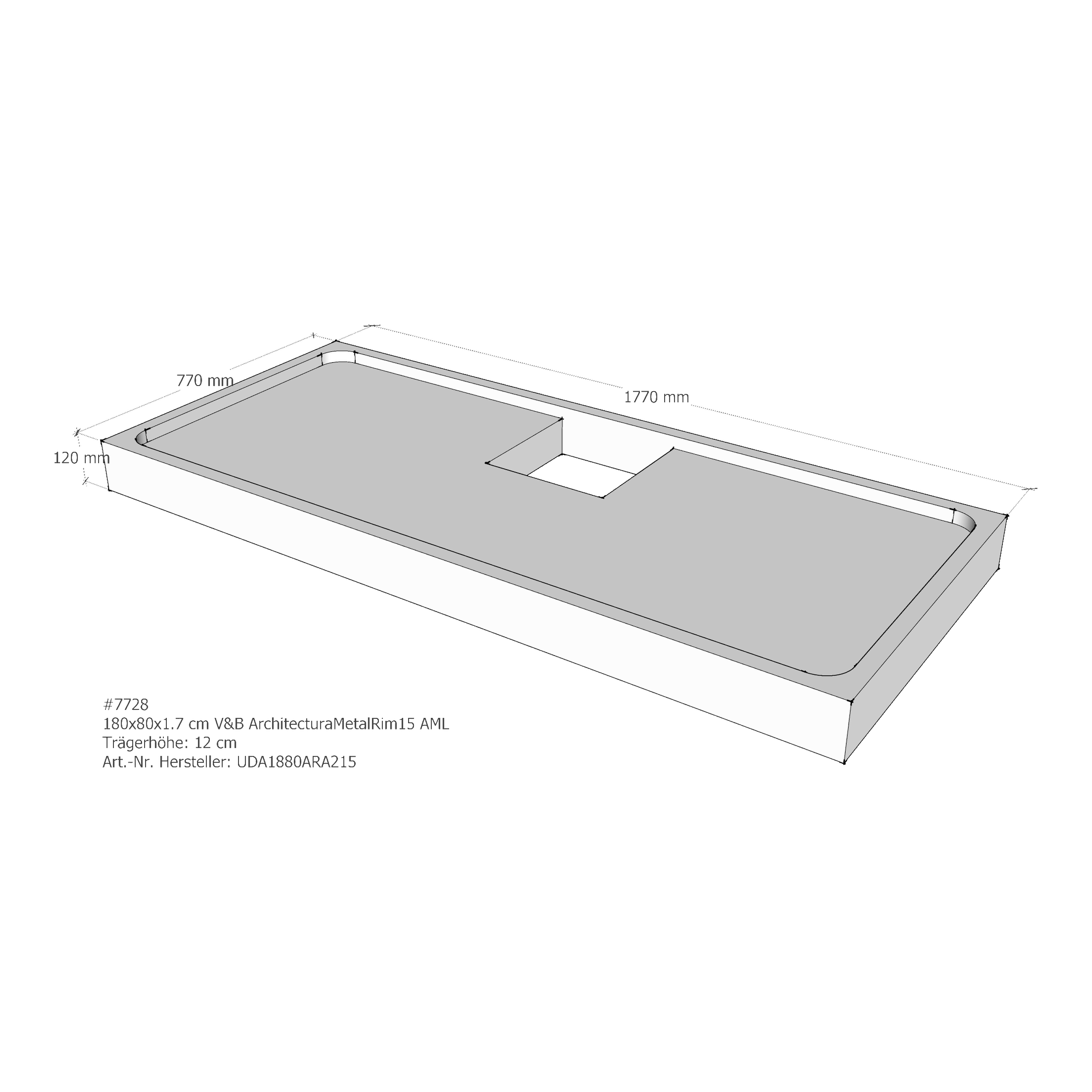 Duschwannenträger für Villeroy & Boch Architectura MetalRim 180 × 80 × 1,7 cm