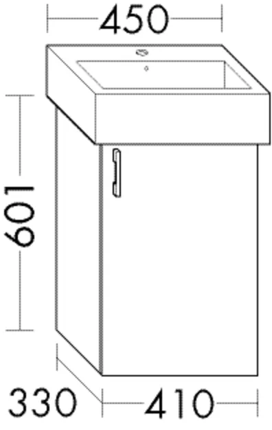 Waschtischunterschrank Sys30 PG1 Aqua von burgbad – 410 mm breit, 330 mm tief, 601 mm hoch