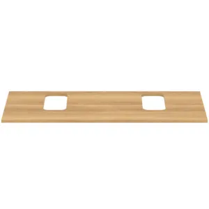 Waschtischplatte i.life B je ein Ausschnitt rechts und links für zwei Wand-Waschtische 1202x507x18mm Weiß matt