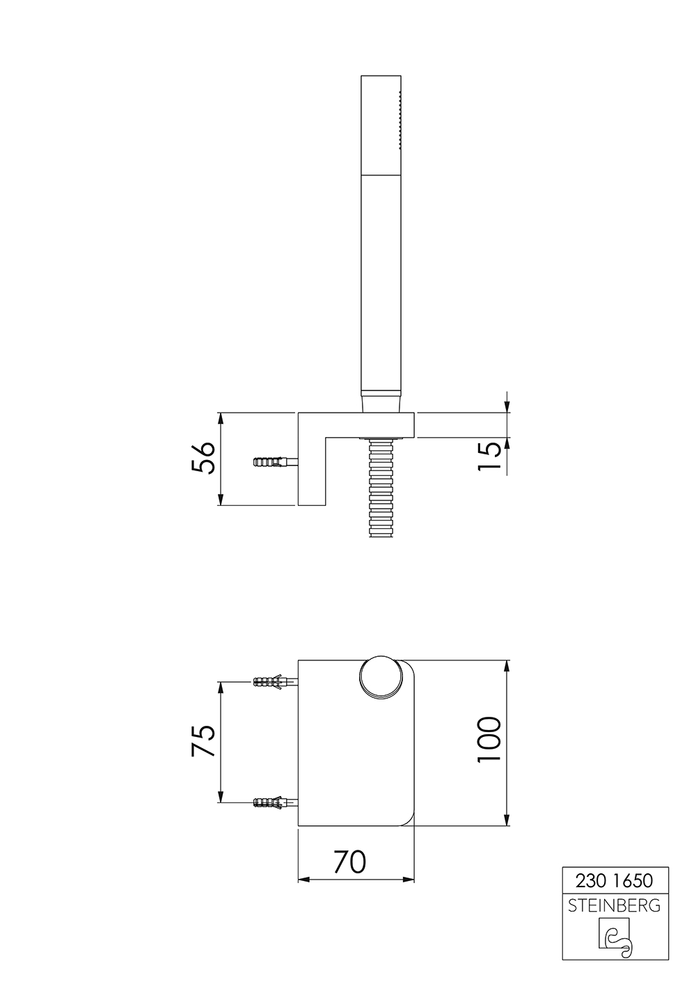 Serie 230 Handbrausegarnitur mit Wandhalterung und Stabhandbrause Serie 230 Handbrausegarnitur mit Wandhalterung und Stabhandbrause