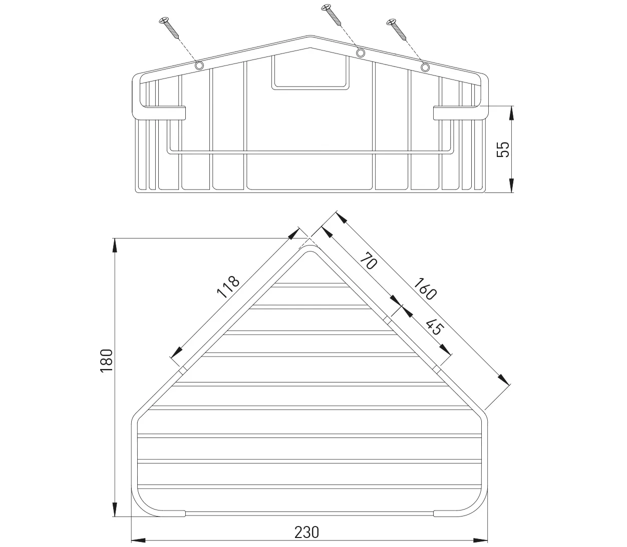 ASW Eck-Schwammkorb, Befestigung verdeckt 170 × 230 × 53 mm