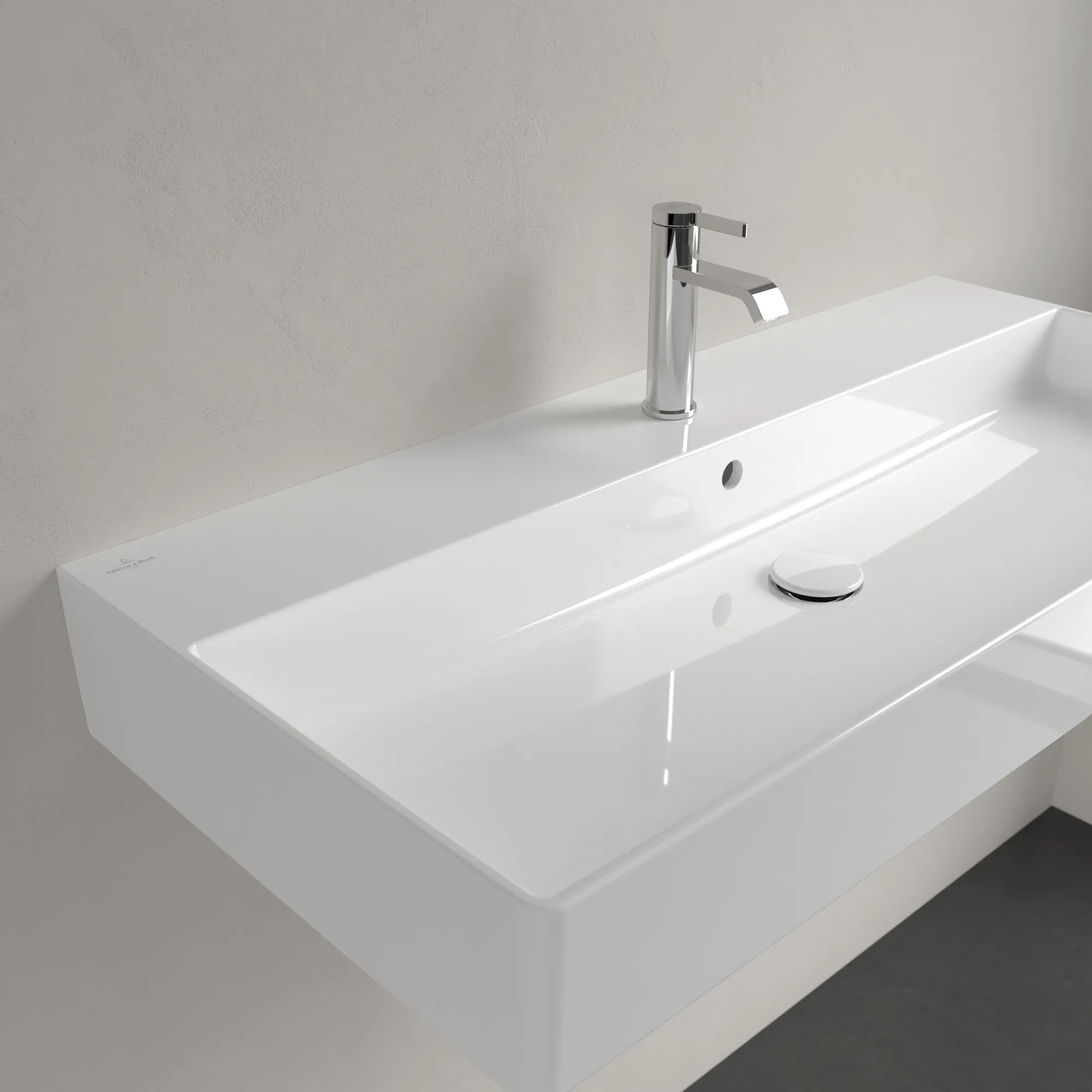 Villeroy & Boch Memento 2.0 Wandwaschbecken, 1000x470x135 mm, glänzend weiß Alpin, TitanCeram, mit Überlauf, für 3-Loch-Armatur Villeroy & Boch Memento 2.0 Wandwaschbecken, 1000x470x135 mm, glänzend weiß Alpin, TitanCeram, mit Überlauf, für 3-Loch-Armatur