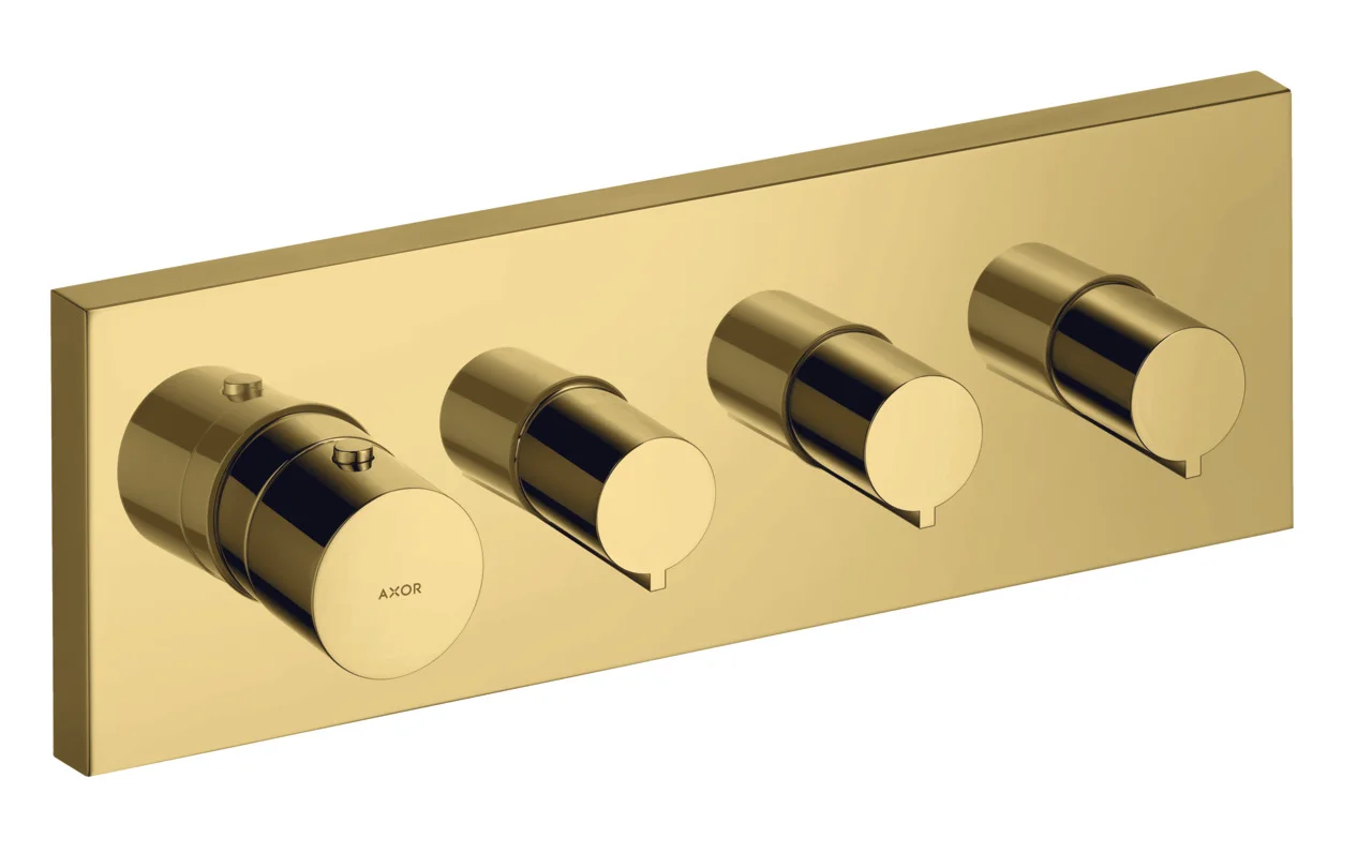 Hansgrohe AXOR ShowerSolutions Thermostatmodul 360/120 Unterputz eckig, Polished Gold Optic, 3 Verbraucher, max. Durchfluss 59 l/min bei 3 bar Hansgrohe AXOR ShowerSolutions Thermostatmodul 360/120 Unterputz eckig, Polished Gold Optic, 3 Verbraucher, max. Durchfluss 59 l/min bei 3 bar