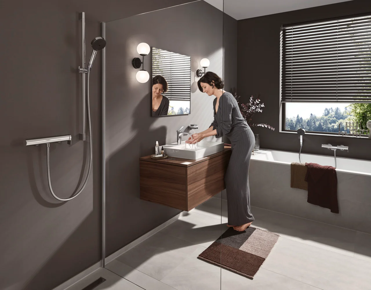 Hansgrohe RainDrain Match Duschrinne 800 mm mit höhenverstellbarem Rahmen, Edelstahl gebürstet