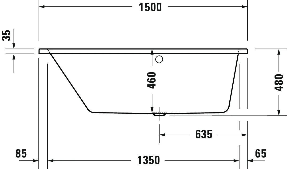 Duravit Badewanne „No.1“ trapez 1500 × 800 mm, links in Weiß Duravit Badewanne „No.1“ trapez 1500 × 800 mm, links in Weiß