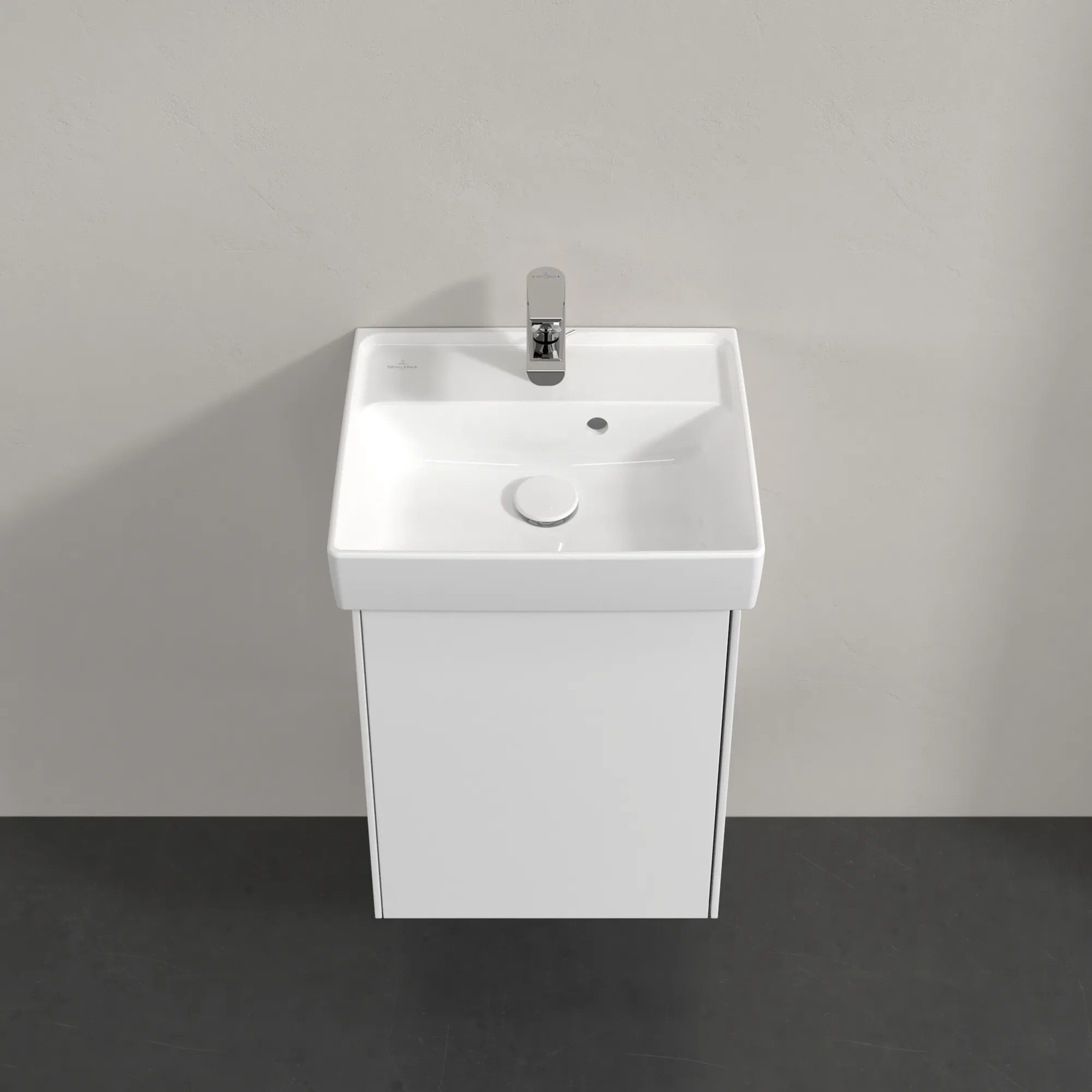 Villeroy & Boch Waschtischunterschrank mit Tür „Collaro“ 410 × 546 × 344 mm Weiß Matt, für Becken mittig, Anschlag rechts, ohne Beleuchtung Villeroy & Boch Waschtischunterschrank mit Tür „Collaro“ 410 × 546 × 344 mm Weiß Matt, für Becken mittig, Anschlag rechts, ohne Beleuchtung