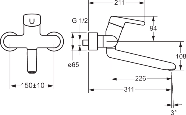 HA Einhebelmischer Waschtisch- und Küchenarmatur HANSAMEDIPRO 0257 Ausladung 311mm DN15 Chrom