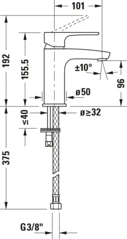 B.1 Einhebel-Waschtischmischer S Höhe 155,5 Ausladung 101 mm