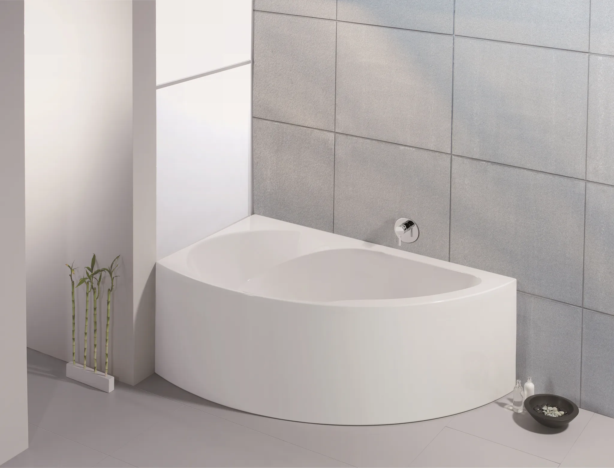 Hoesch Badewanne „Spectra“ eck, asymmetrisch 171 × 101 cm, links, mit Schürze