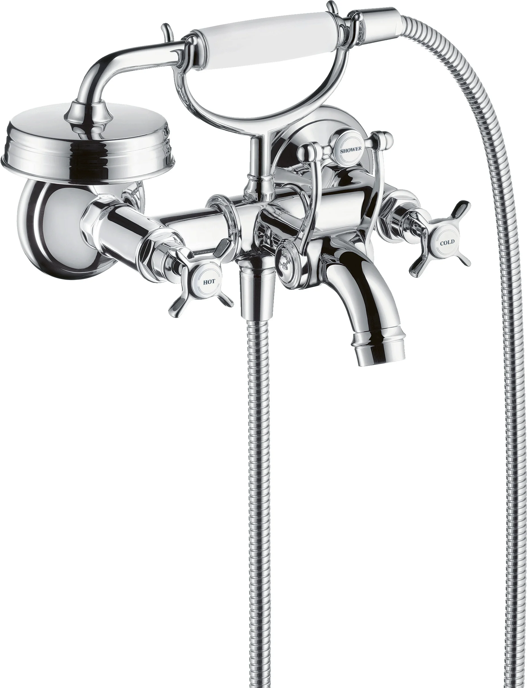 Hansgrohe AXOR Montreux 2-Griff Wannenarmatur Aufputz, Chrom, Ausladung 224 mm, Stichmaß 170 ±32 mm