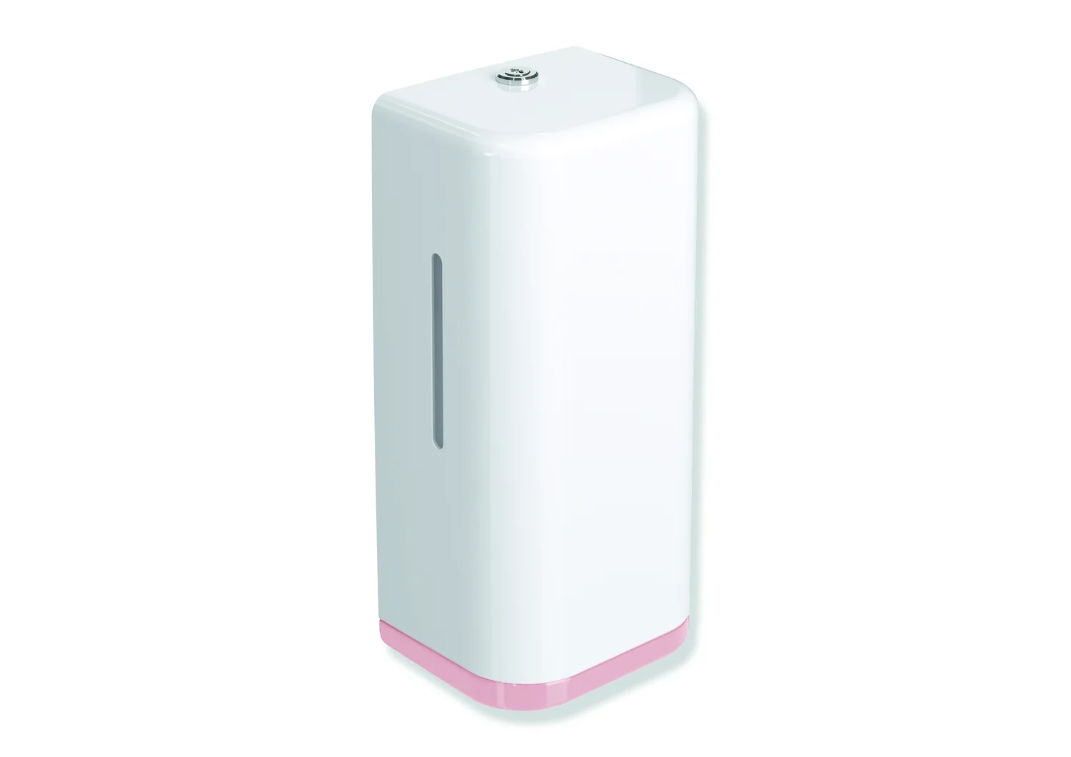 HEWI SENSORIC Elektronischer Desinfektionsmittelspender Serie 477, Korpus Signalweiß (Farbe 98), Rahmen Rosa (Farbe 47), 134 mm breit, 278 mm hoch, 106 mm tief, 500 ml Füllmenge, berührungslose Desinfektionsmittelausgabe mit Beleuchtung