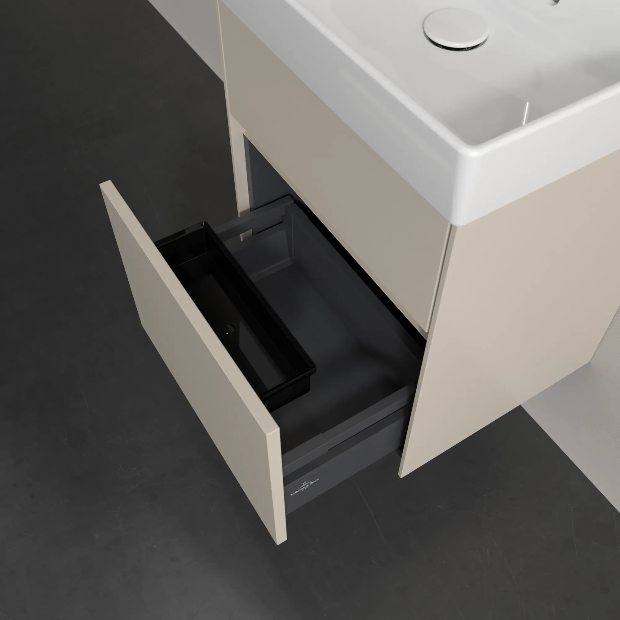 Villeroy & Boch Waschbeckenunterschrank Collaro C00600, Cashmere Grey, 460x374 mm, Höhe 546 mm, mit SoftClosing, 2 Auszüge
