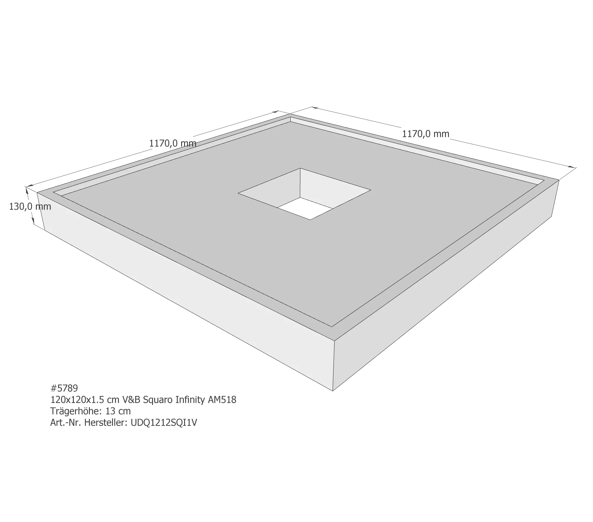 Duschwannenträger für Villeroy & Boch Squaro Infinity 120 × 120 × 1,5 cm Breite: 120 cm / Länge: 120 cm